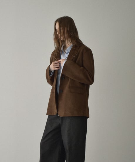 jacket-02021　フェイクスエード テーラード ジャケット　キャメル　ブラウン