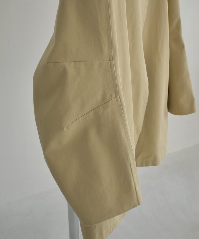 coat-02056 ワイドスリーブ スタンドカラー ミディコート