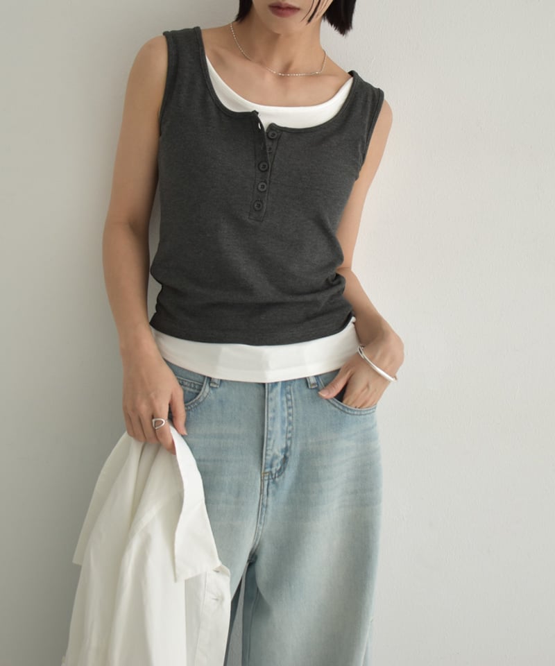 oaf 韓国　TANK DOCKING TEE レイヤード　タンクトップ Mesh layered tank top / メッシュレイヤードタンクトップ