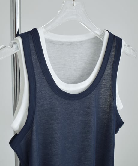 nh-tops-02610　シアー レイヤード タンクトップ セット　ブルー　グレー　ネイビー