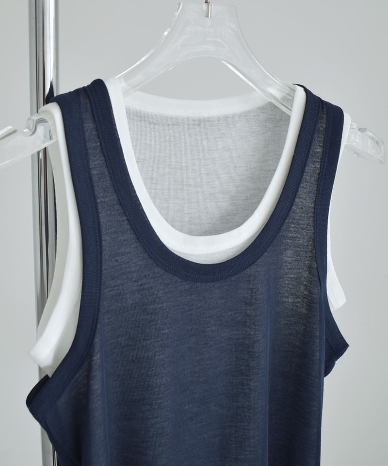 L.G.B. スカルパターン タンクトップ ネイビー nh-tops-02610 シアー レイヤード タンクトップ セット ブルー グレー