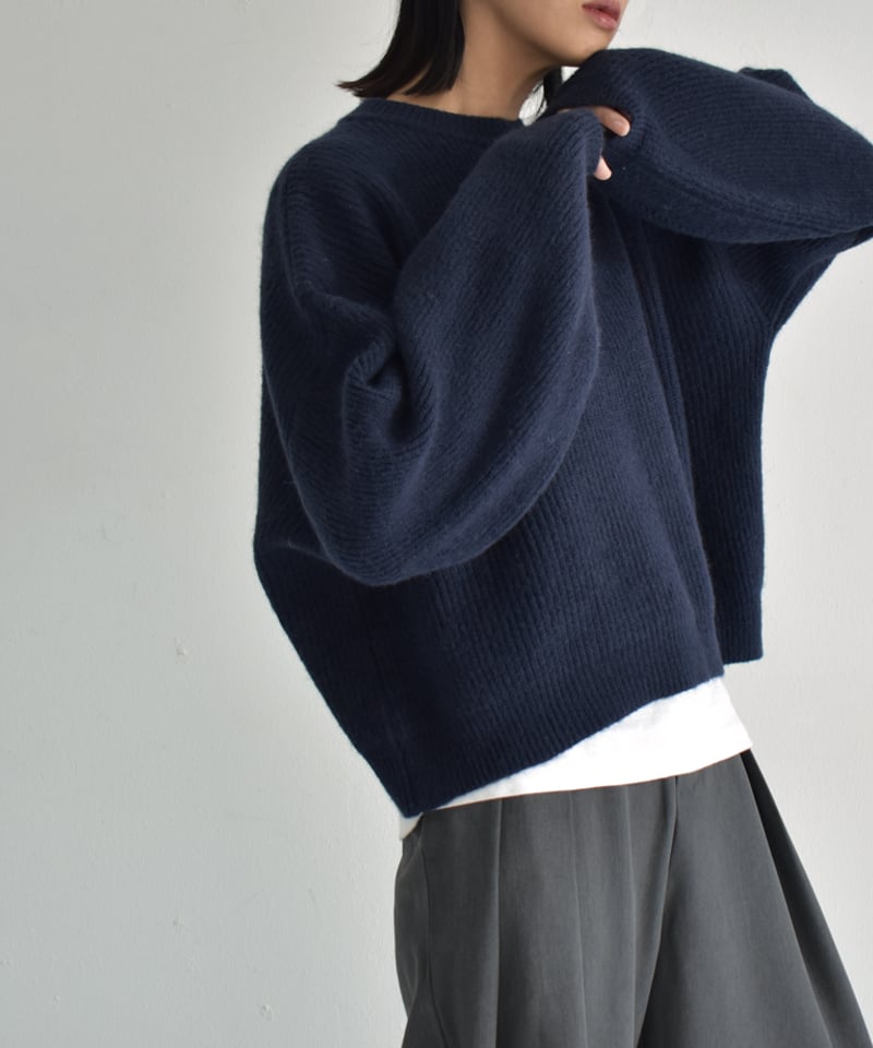 スリーブ　ボリューム　ニット knit-02308 ボリューム スリーブ ニット プルオーバー オフ