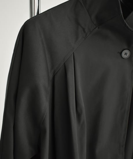 coat-02048　スタンドカラー ミディコート　ブラック