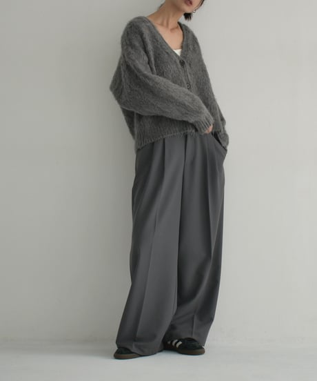 knit-02280　ヘアリー ニット カーディガン　グレー　ブラウン