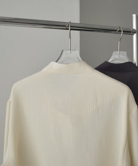 tops-02520　アシンメトリー ボウタイブラウス　エクリュ　チャコール