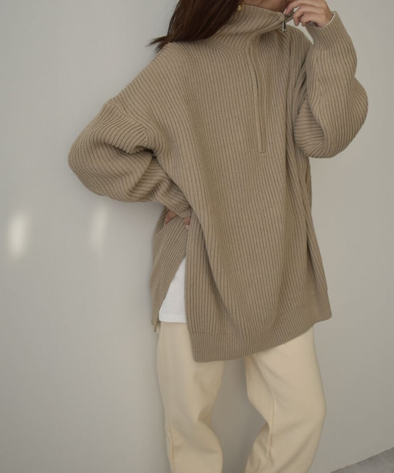 ARMANI COLLEZIONI ハーフジップニット ベージュ/TW282
