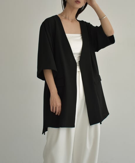 【STUDIO ENUL】jacket-14001　2way オーバーサイズ ジャケット　ベージュ　ブラック