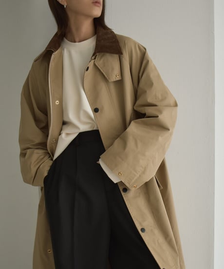 coat-13001 　撥水　ステンカラーコート　ベージュ　カーキ