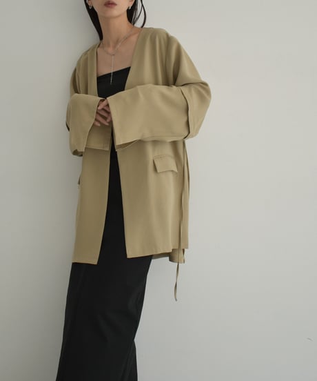 【STUDIO ENUL】jacket-14001　2way オーバーサイズ ジャケット　ベージュ　ブラック