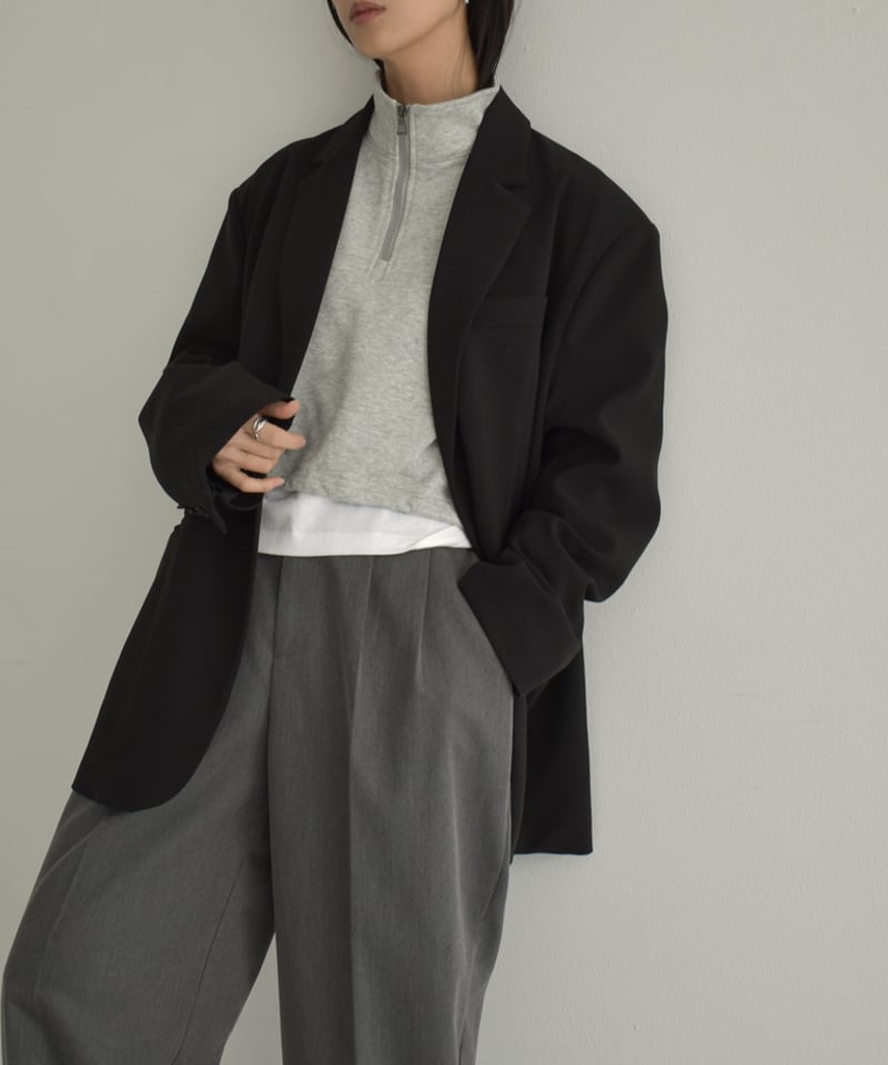 jacket-02015 オーバーサイズ テーラード ジャケット グレー ブラック 
