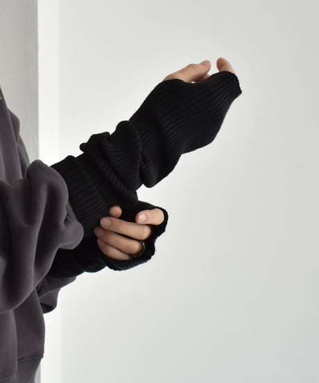 mb-gloves-02012　ロングタイプ リブアームウォーマー　エクリュ　グレー　ブルー　ブラック