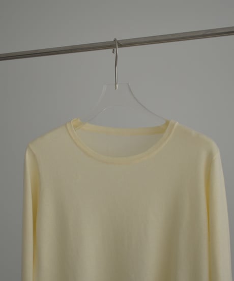 nh-knit-02337　クルーネック シアーニット　エクリュ　クリーム　イエローグリーン　グレー　ブラック
