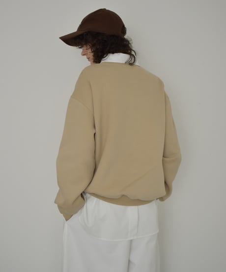 tops-02587　クルーネック プルオーバー　オートミール　ベージュ　チャコール