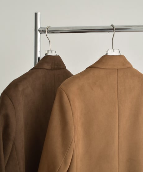 jacket-02021　フェイクスエード テーラード ジャケット　キャメル　ブラウン