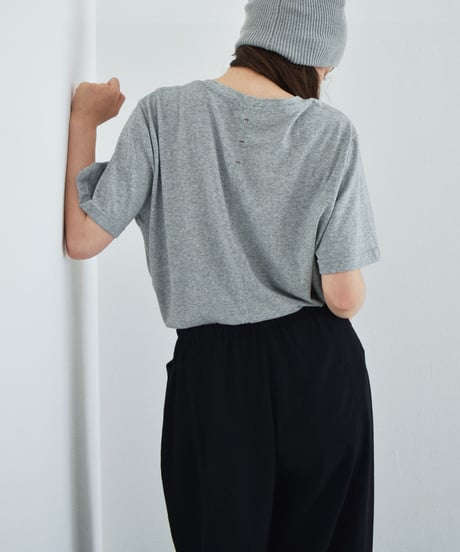 nh-tops-02611　バックステッチ Tシャツ　ホワイト　グレー　ブラック