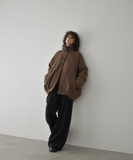 outer-02094　バルーン ミディ ダウン コート　ブラウン　ブラック