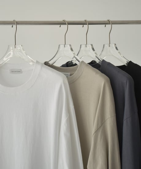nh-tops-02565　オーバーサイズ ロングスリーブTシャツ　ホワイト　ベージュ　チャコール　ブラック
