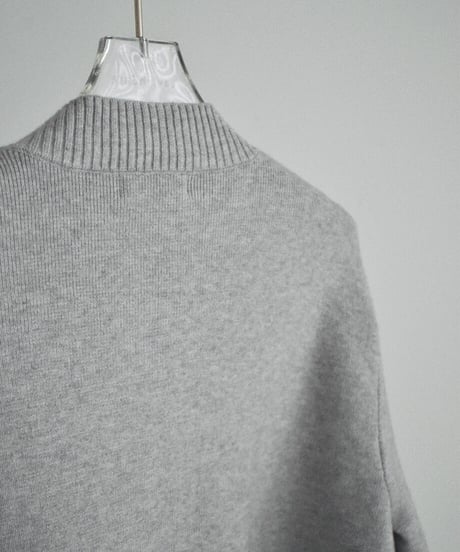 knit-02395　クルーネック ハイゲージニット カーディガン　グレー　ブラック
