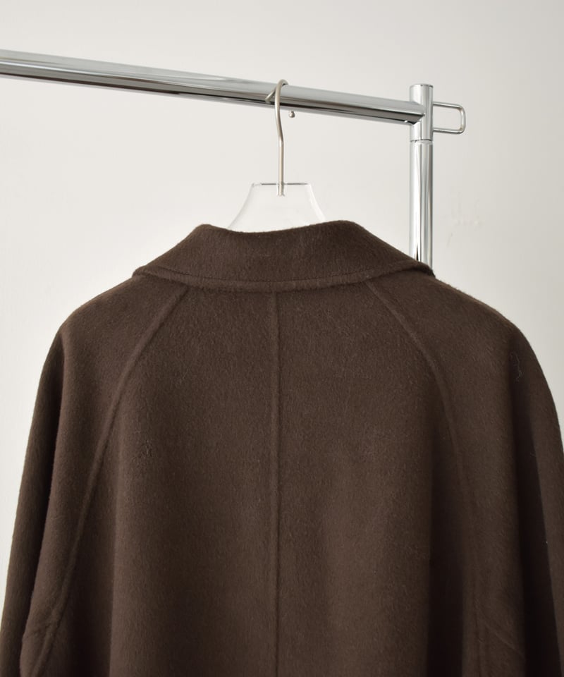 coat-02064 カシミヤ混 ウール ステンカラー ロングコート リバー