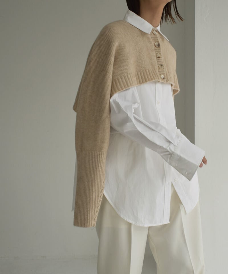 knit-02232 クロップド ニット カーディガン ベージュ グレー knit-02232 クロップド ニット カーディガン ベージュ グレー
