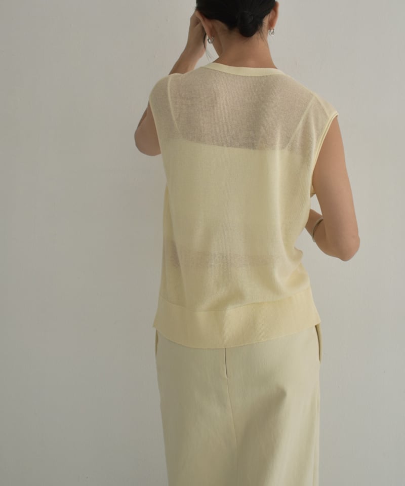 knit-02274 シアー サマーニット ベスト アイボリー ブラック knit-02274 シアー サマーニット ベスト アイボリー ブラック
