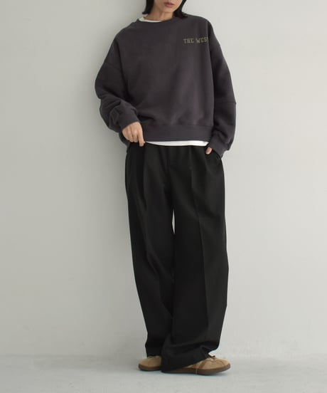 tops-02514　裏ボア rogo スウェット プルオーバー　エクリュ　グレー　チャコール