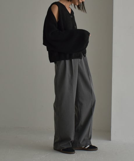 knit-02245　ボリュームスリーブ ショートボレロ　ニットベストセット　エクリュ　グレー　ブラック