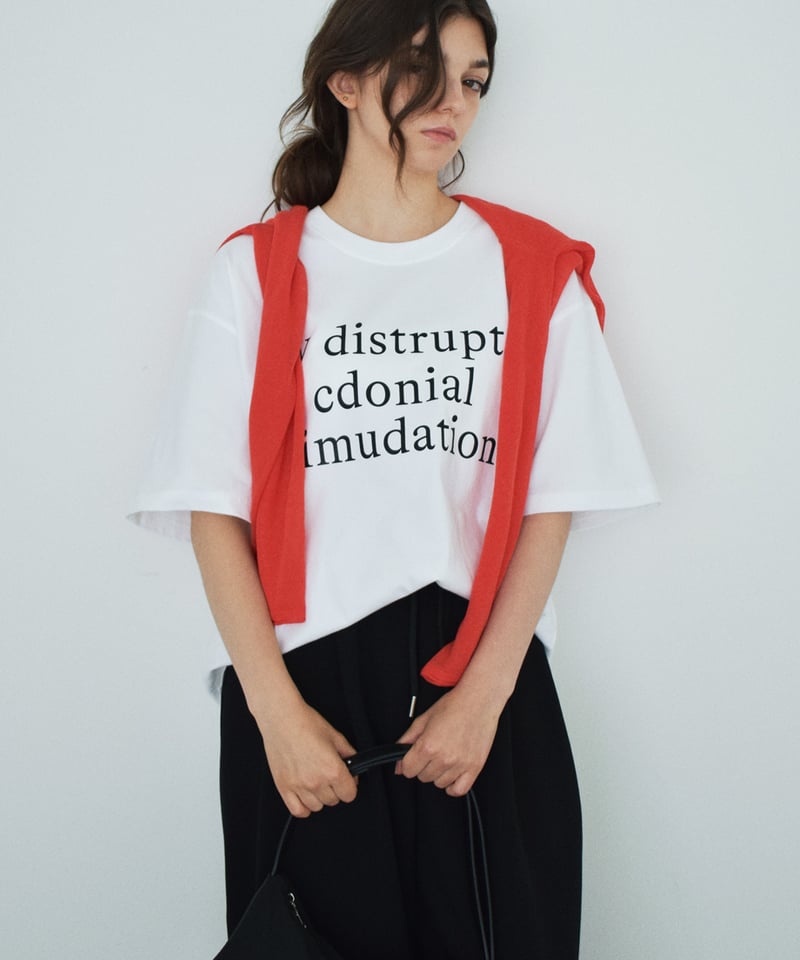 MIIHIオーバーサイズTシャツ nh-tops-02612 オーバーサイズ ロゴ Tシャツ ホワイト ブルー | L a v