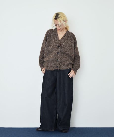 knit-02397　オーバー ニット カーディガン　ピンク　ブラウン　ブルー　グレー