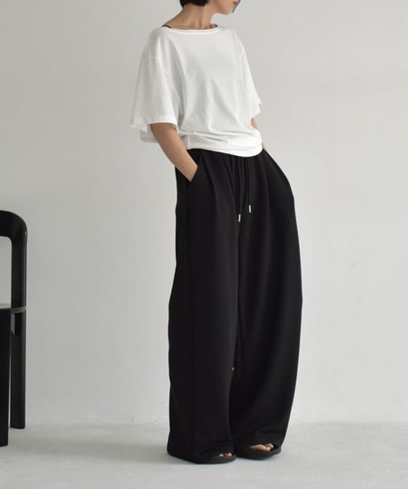 nh-tops-02552　ウエストタック ワイドスリーブ Tee　ホワイト　ブラック