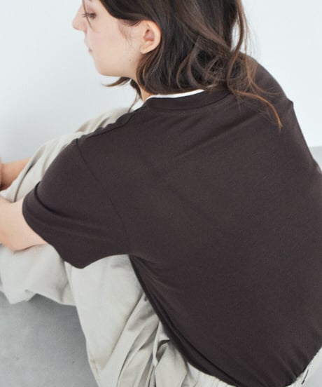 nh-tops-02626　ソフトタッチ バイカラー Tシャツ　ブラウン　ネイビー