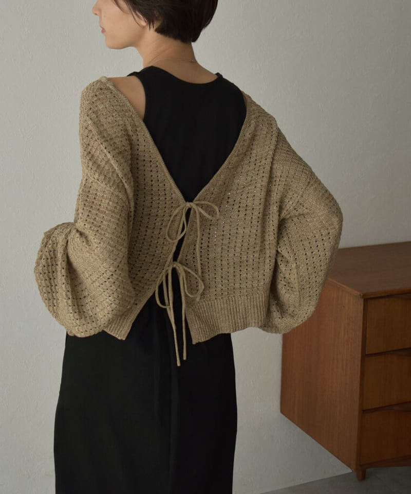 MOGA - モガ MOGA 前後2WAY 和紙 カノコ ニット カーディガン ベージュ 2 2ポケットニットカーディガン