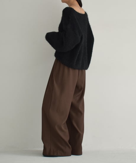 knit-02289　シャギー ニット カーディガン　グレー　ブラック
