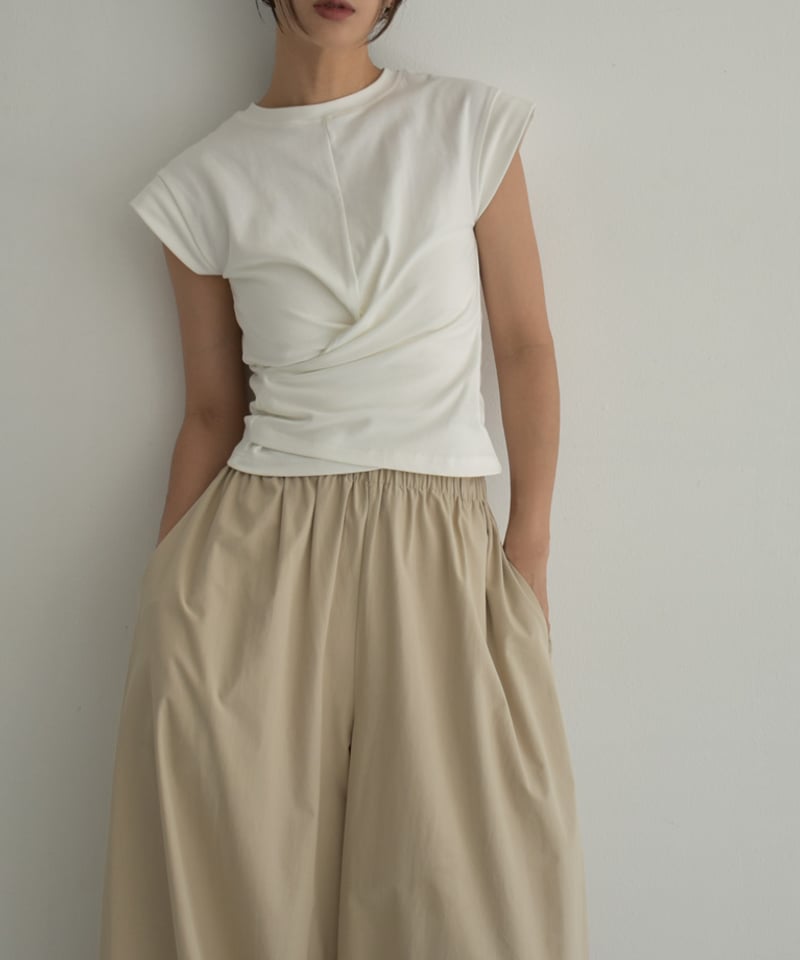 nh-tops-02500 ツイストデザインTシャツ ホワイト グレー nh-tops-02500 ツイストデザインTシャツ ホワイト グレー