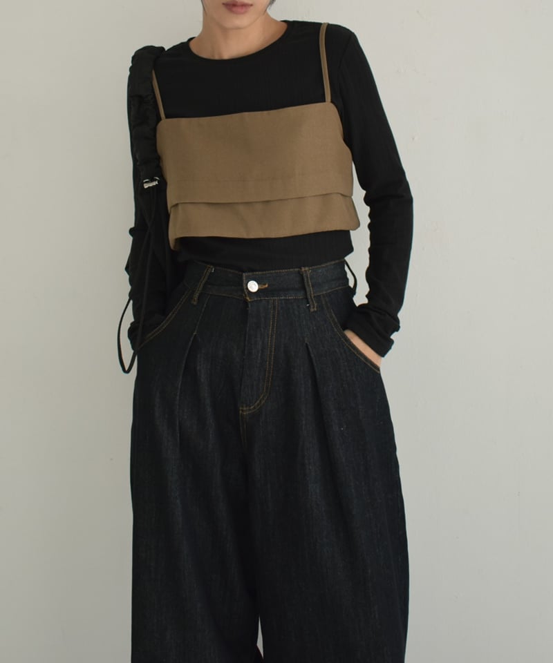 nh-tops-02507 バックストラップ ビスチェ グレー モカ ブラック