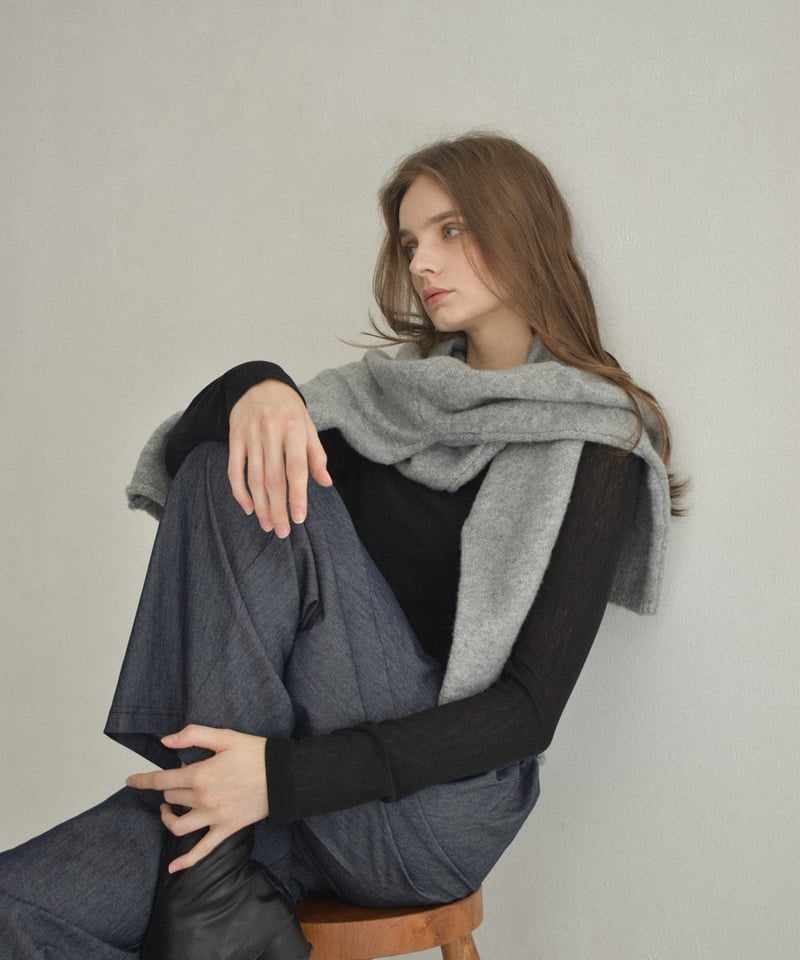 nh-tops-02569 ロングスリーブ シアーカットソー エクリュ グレー