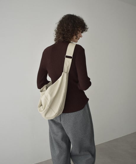 knit-02305　ハイネック リップル ニット　アイボリー　ブラウン　ブラック