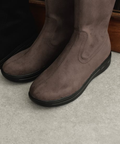 shoes-02168　軽量EVAソール  スエードフラットショートブーツ　ブラウン　ブラック