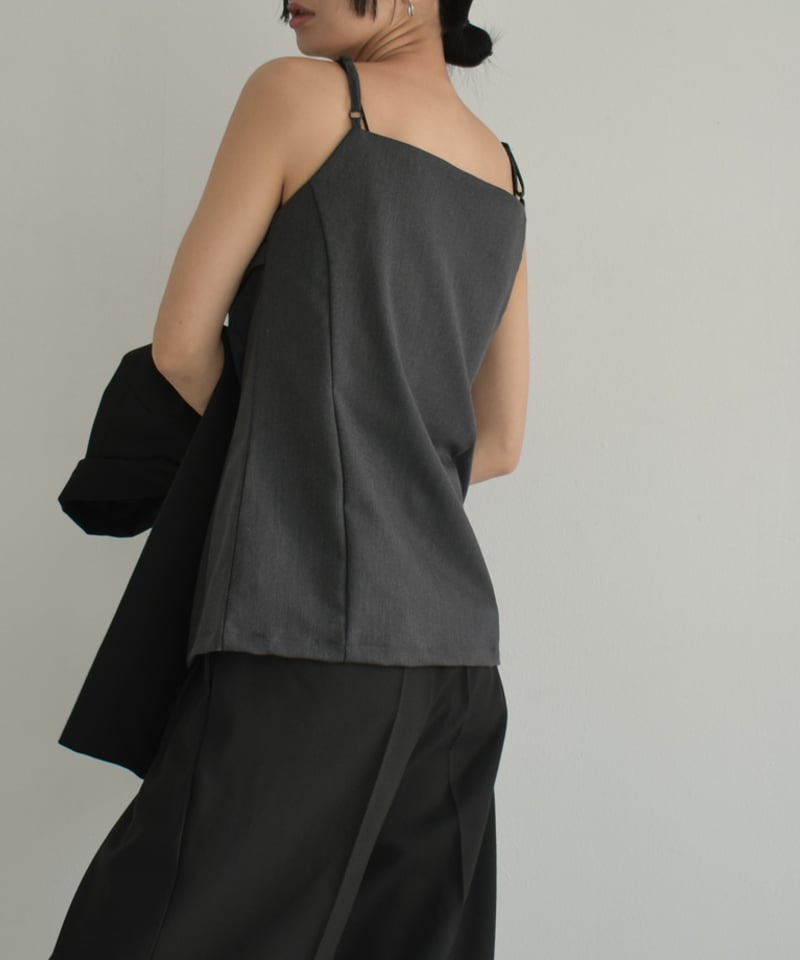 tops-12011 フロントボタン キャミソール トップス グレー | L a v i s
