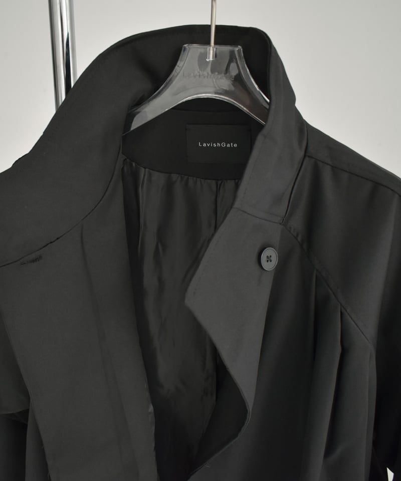 LavishGate ワイドスリーブスタンドカラーミディコート coat-02048 スタンドカラー ミディコート ブラック | L a v i s h G