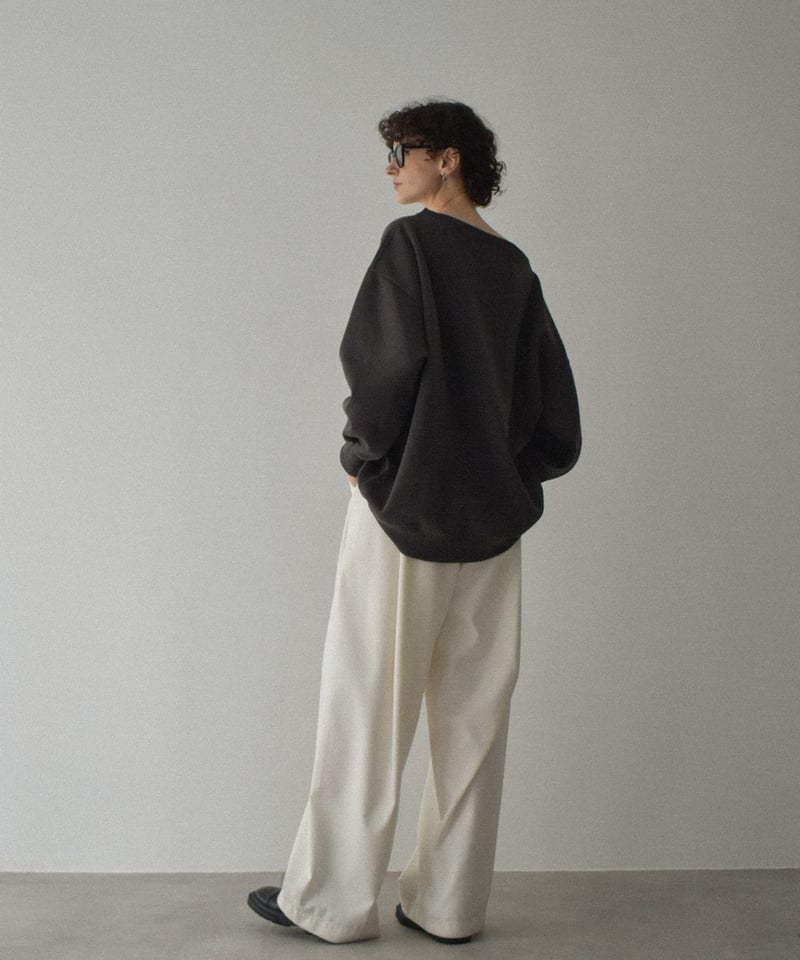 値下げGlossy クロップドオフショルダーグレーXS tops-02509 オフショルダー big プルオーバー ホワイト グレー