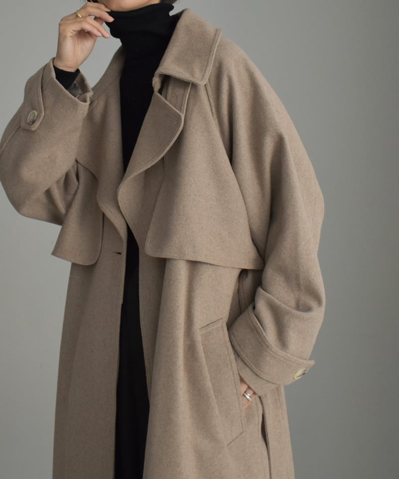 coat-13005 ウールブレンド トレンチコート オートミール | L a v i s h coat-13005 ウールブレンド トレンチコート オートミール | L a v i s h