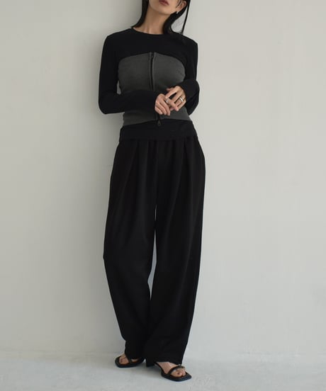 nh-knit-02267　ジップニット ビスチェ　チャコール