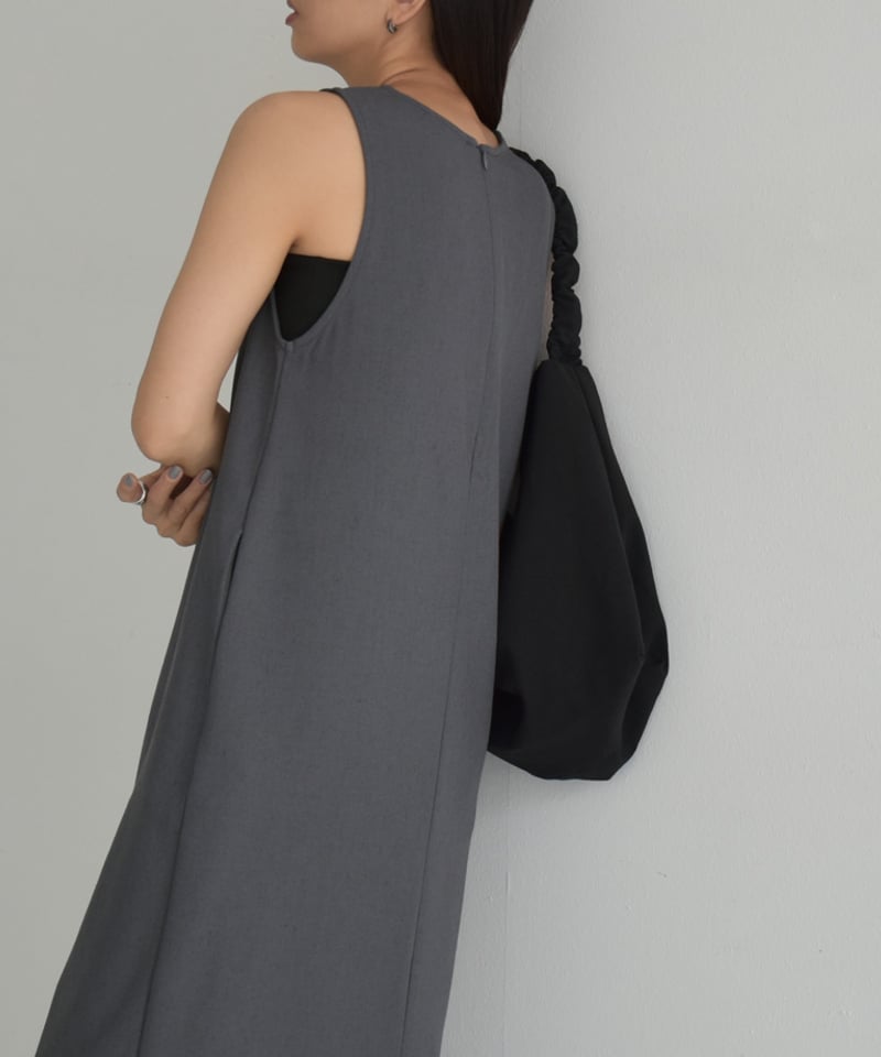 onepiece-12015 リネン混 ストレッチ 2way ワンピース グレー ブラック