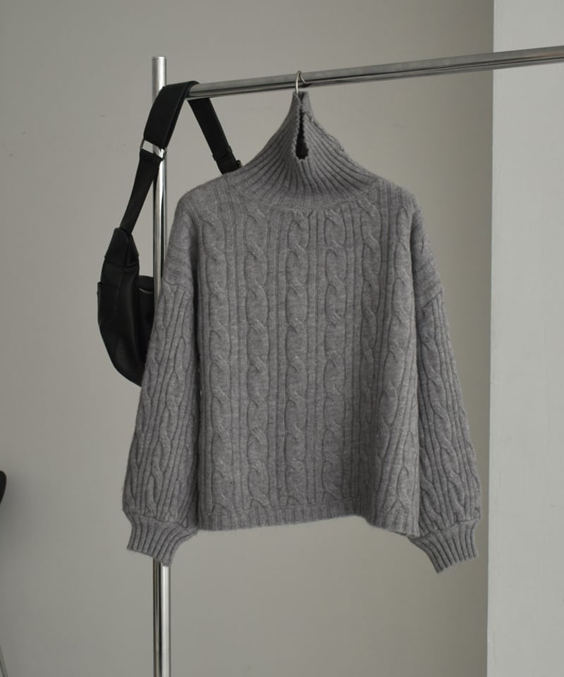 efu HAND CABLE KNIT ケーブルニット グレー グレージュ efu