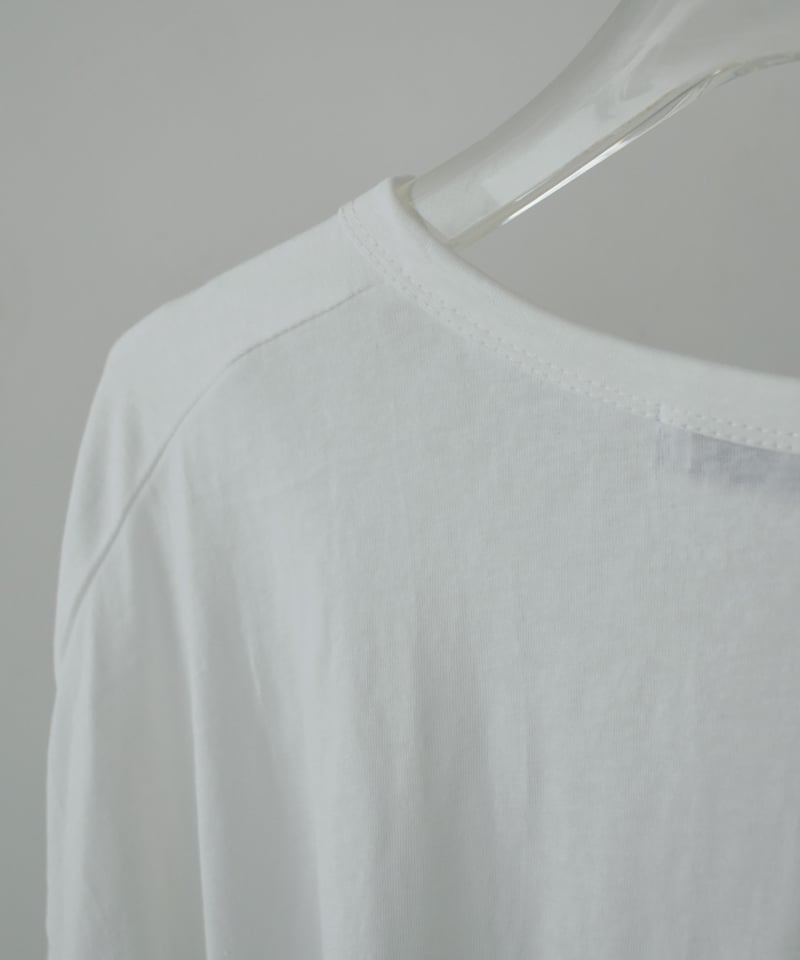 tops-02601 ヘンリーネック ロングTシャツ ホワイト | L a v i s h G