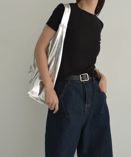 nh-tops-02491　リブ フィット Ｔシャツ　ホワイト　グレー　ブラック