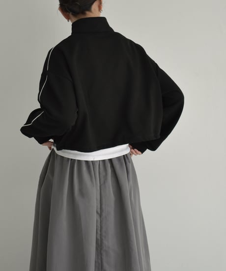 tops-02460　サイドライン ハーフジップ スウェット　ホワイト　グレー　ブラック