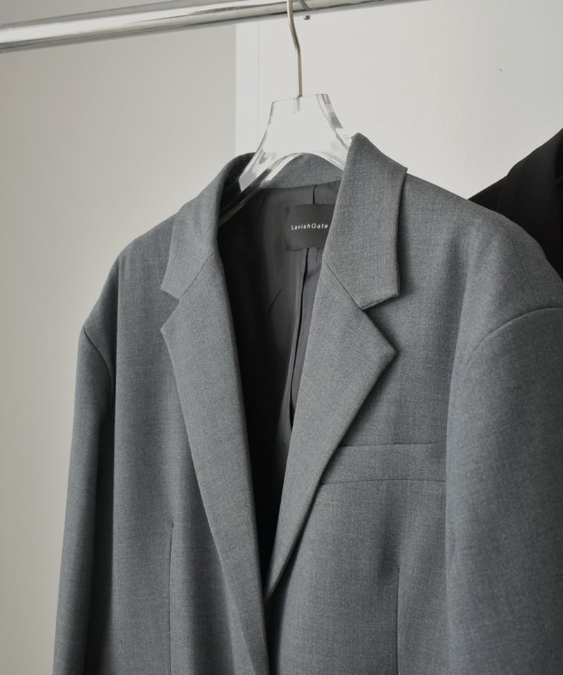 jacket-02015 オーバーサイズ テーラード ジャケット グレー ブラック 