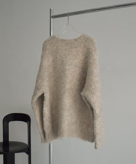 knit-02303　ヘアリー シャギーニット カーディガン　エクリュ